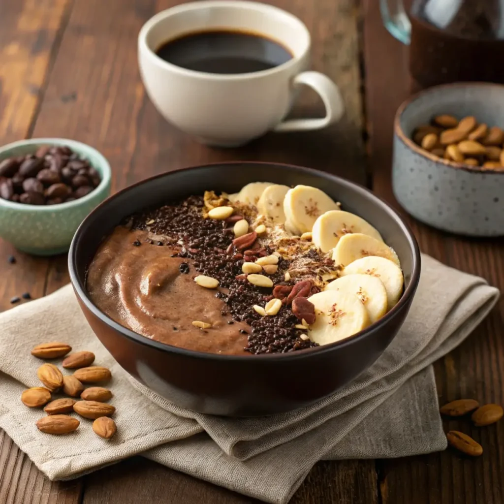 Delicious Smoothie Bowl Recipes – Chocolate Almond Protein Smoothie Bowl with Cacao and Peanut Butter