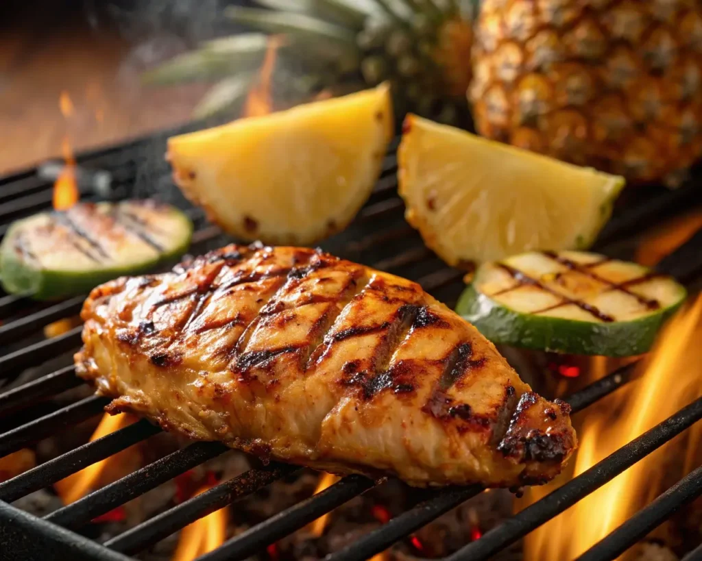 5 irresistible Grilled Pineapple Teriyaki Chicken Marinade sizzling on a BBQ grill