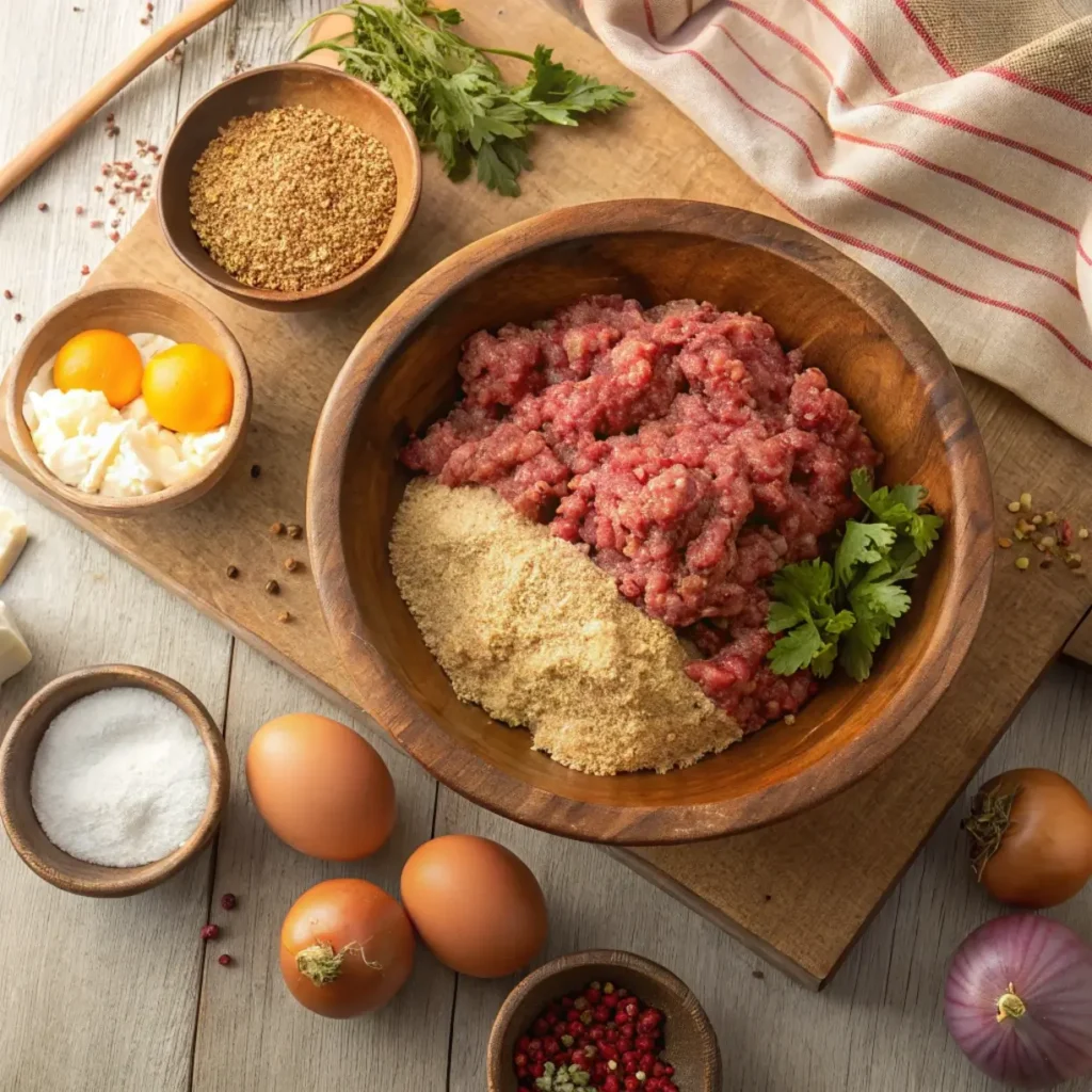 Preparing a Delicious Meatloaf Recipe with fresh ingredients