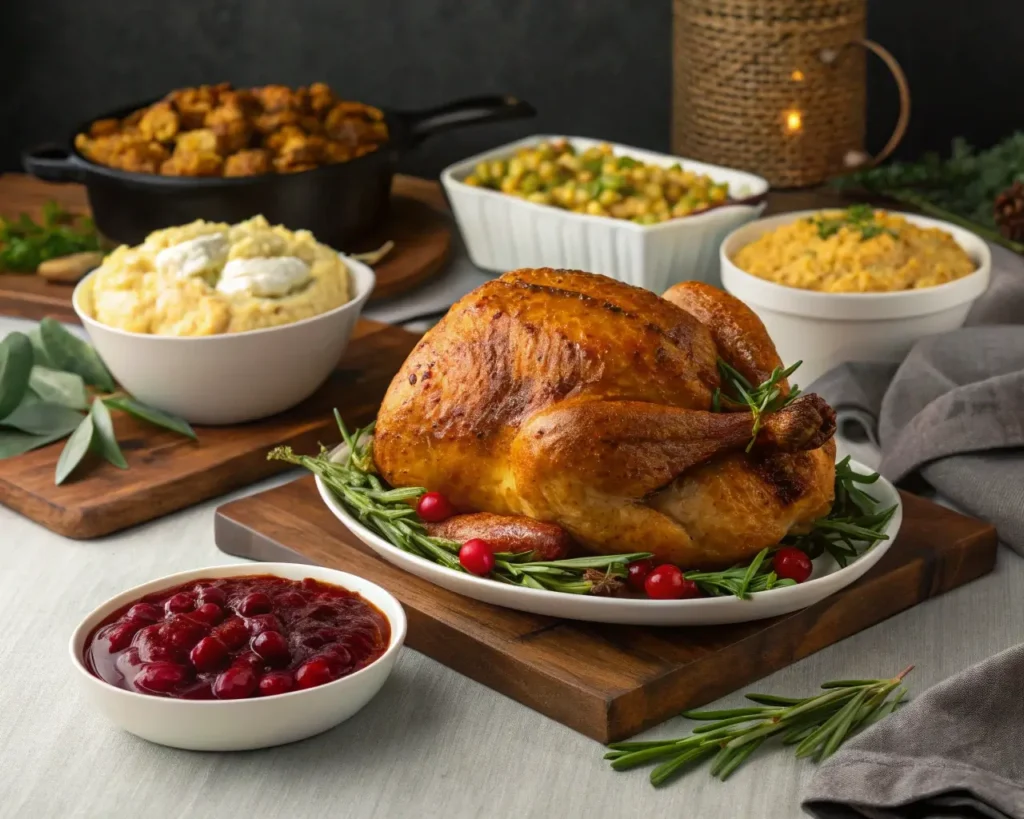 Cajun Turkey Recipe: Flavorful with 6 Spices – Holiday table with turkey and side dishes